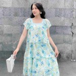 Đầm hoa cổ vuông kiểu tầng xinh xắn 