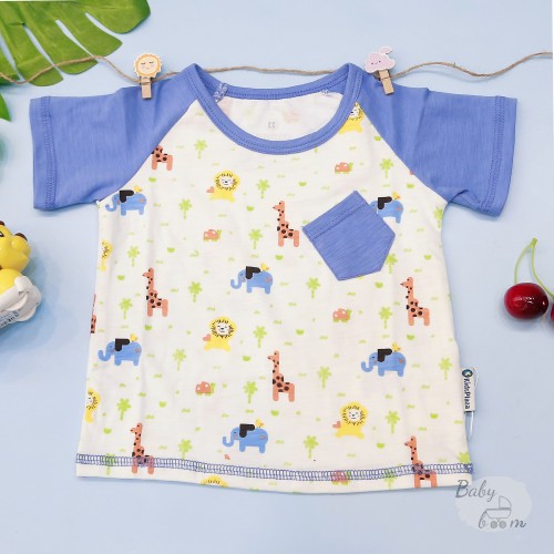 Bộ quần áo cộc tay in hình thú cho bé trai 