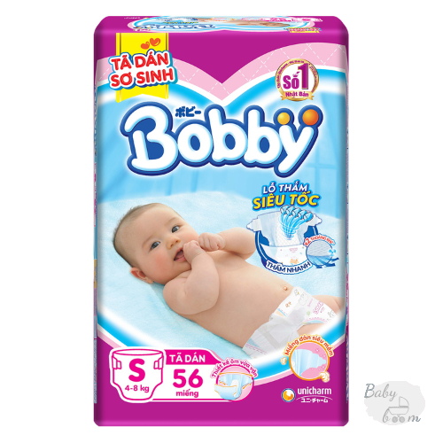 Tã dán Bobby (S, 4-8kg, 54 miếng)