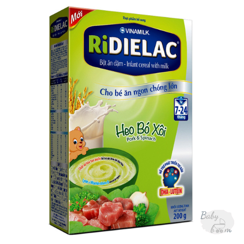Bột ăn dặm Ridielac Gold heo bó xôi HG 200g 