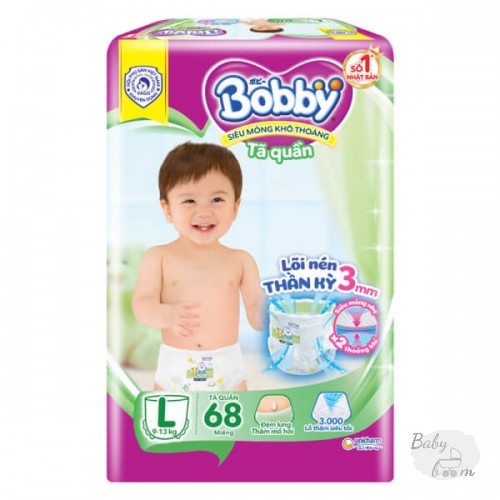 Bỉm tã dán Bobby size L, 68 miếng (9-13kg)