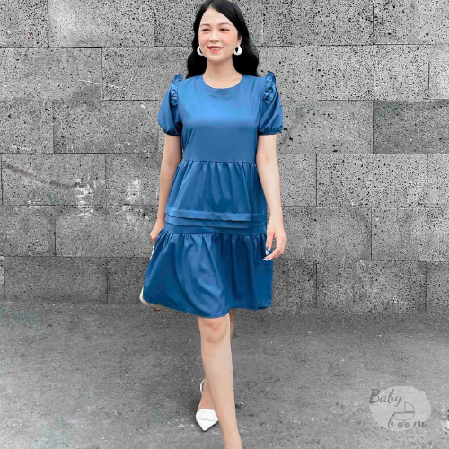  Đầm Babydoll dáng xoè tay áo phồng dễ thương 