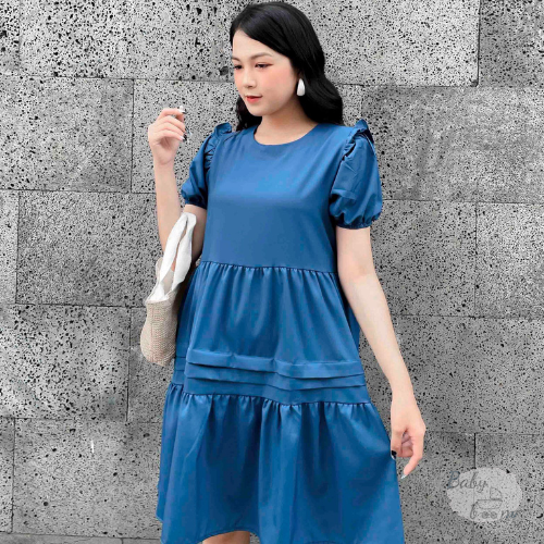  Đầm Babydoll dáng xoè tay áo phồng dễ thương 