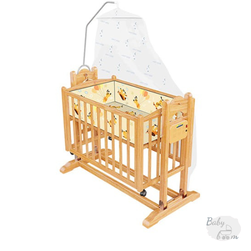 Nôi gỗ đa năng màu tự nhiên Autoru hàng cao cấp
