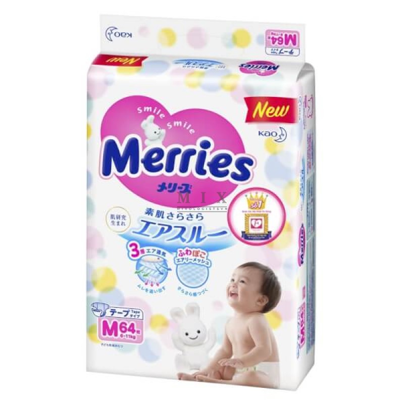 Bỉm tã dán Merries size M
