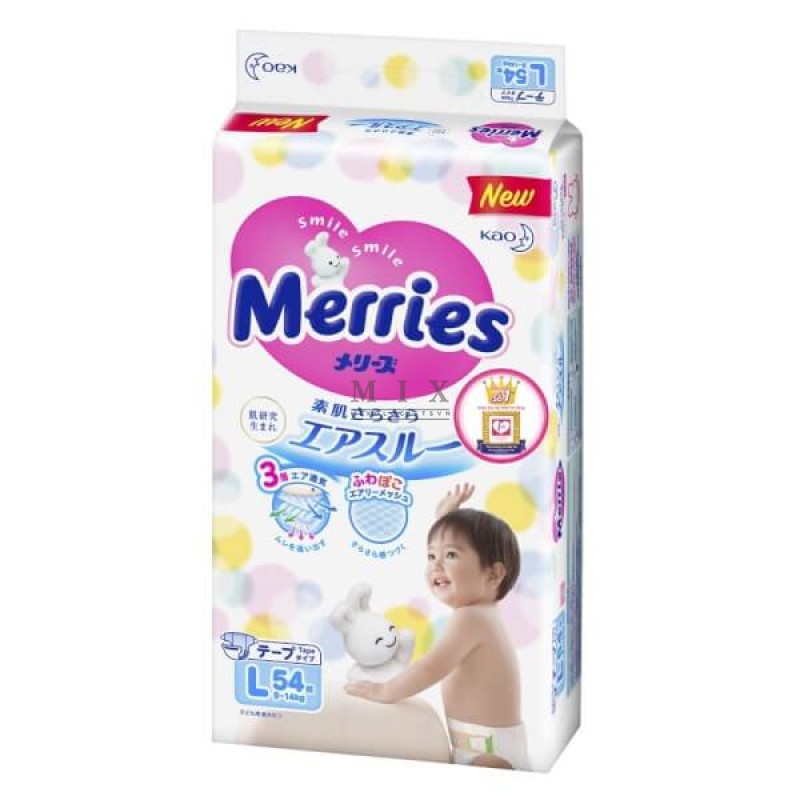 Bỉm tã dán Merries size L