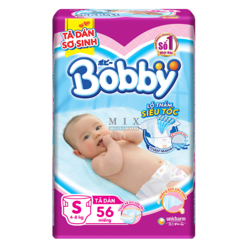 Tã dán Bobby (S, 4-8kg, 54 miếng)