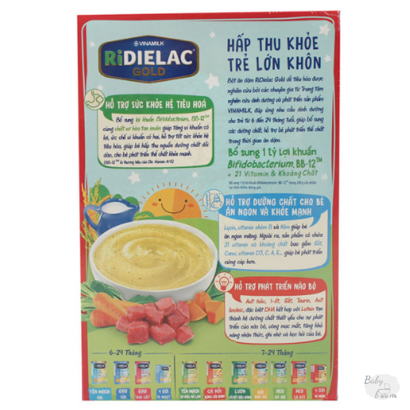 Bột ăm dặm Ridielac Gold bò rau củ HG 200g 