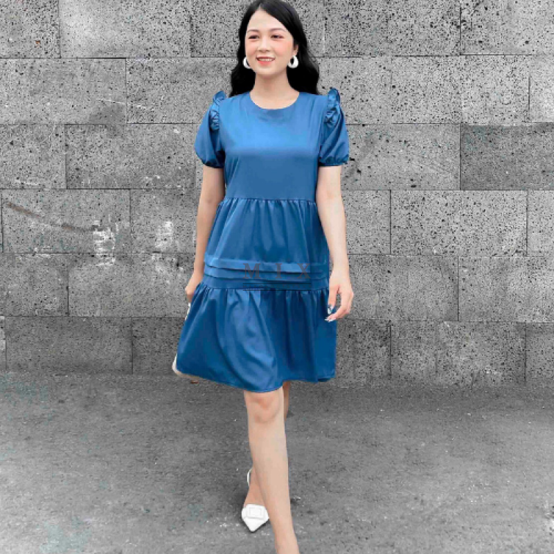  Đầm Babydoll dáng xoè tay áo phồng dễ thương 